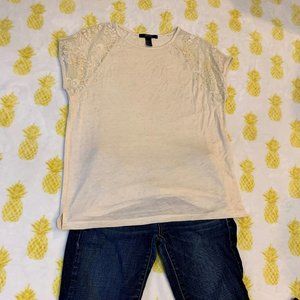 Forever 21 Champagne Lace Tee